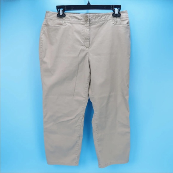 Jaclyn Smith Women's Beige Cotton Stretch Khaki Crop Pants Size 12 - Picture 1 of 4